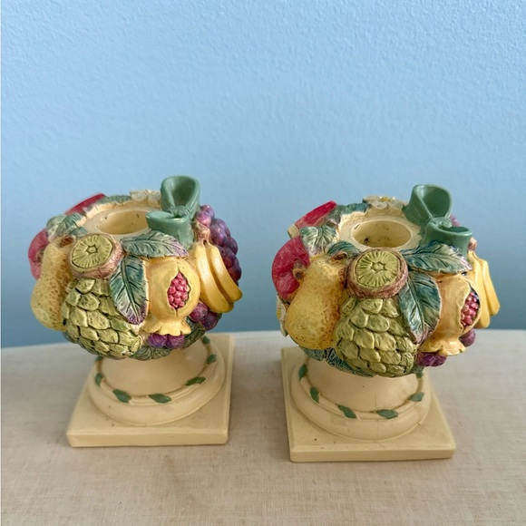 🍓6/$15🍓 Vintage Fruit Basket Candlestick Holders - Picture 2 of 6
